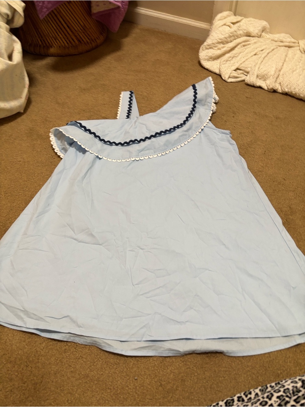 Love Riche Light Blue Ruffle One-Shoulder dress - Picture 6 of 7